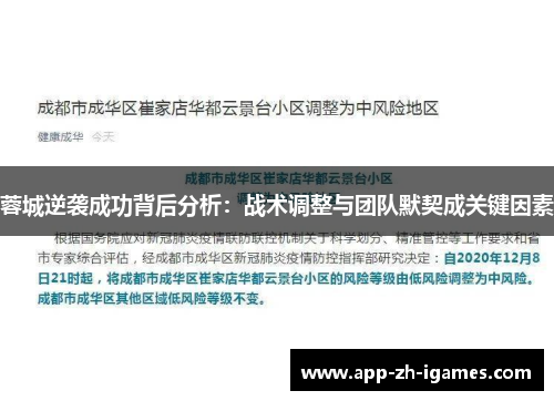 蓉城逆袭成功背后分析：战术调整与团队默契成关键因素